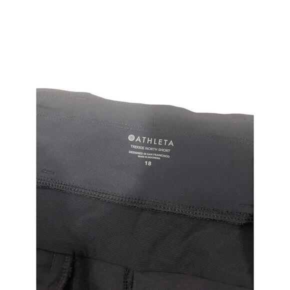 Athleta Trekkie North Shorts Womens 18 Black Nylon 3" Pull On Pockets - Picture 4 of 8